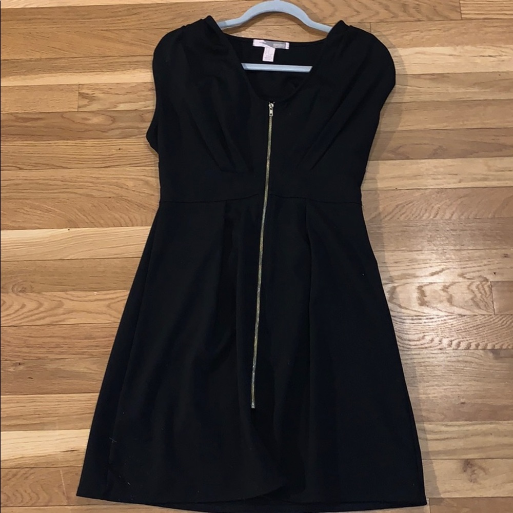Black dress with gold front zip up